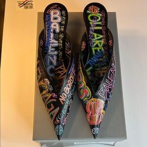 Balenciaga Women's Black Graffiti Heels